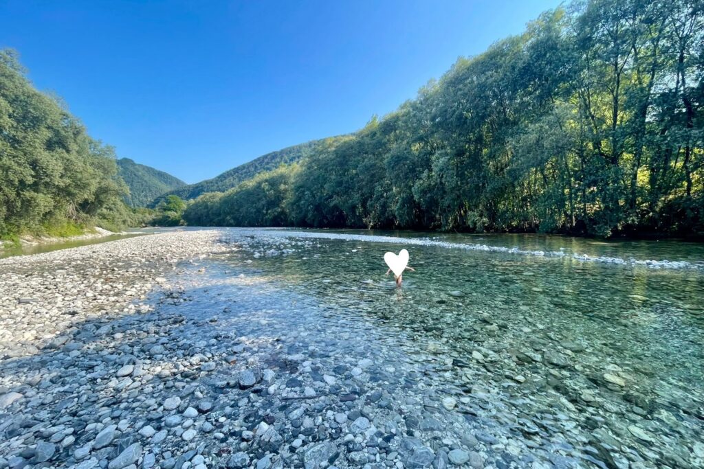 Campingplatz Šiber am Fluss Tolminka im Soca-Tal
